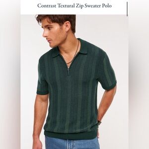 Abercrombie Men’s Contrast Textural Zip Sweater Polo.